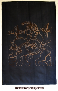 Wandbehang Odin mit Pferd schwarz/gold